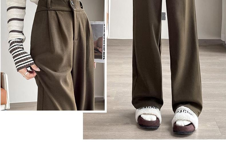 High Rise Plain Wide Leg Slacks Product Image