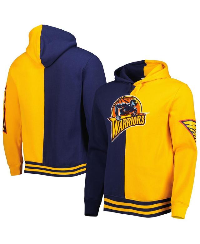 Mens Mitchell & Ness Navy Golden State Warriors Hardwood Classics Split Pullover Hoodie - Navy Product Image