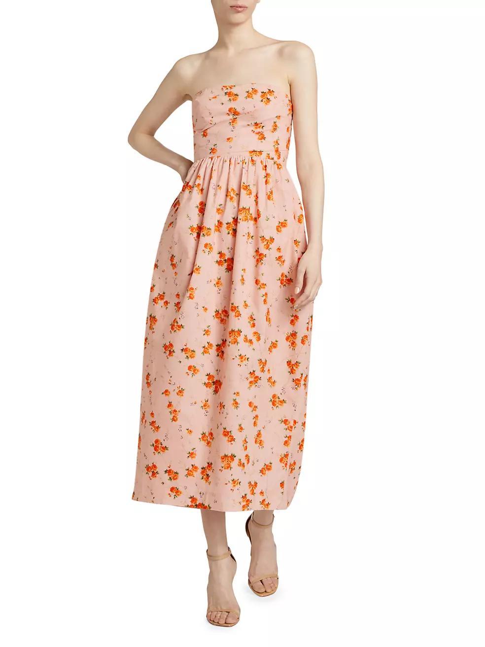 Luxie Floral Cotton Strapless Midi-Dress Product Image