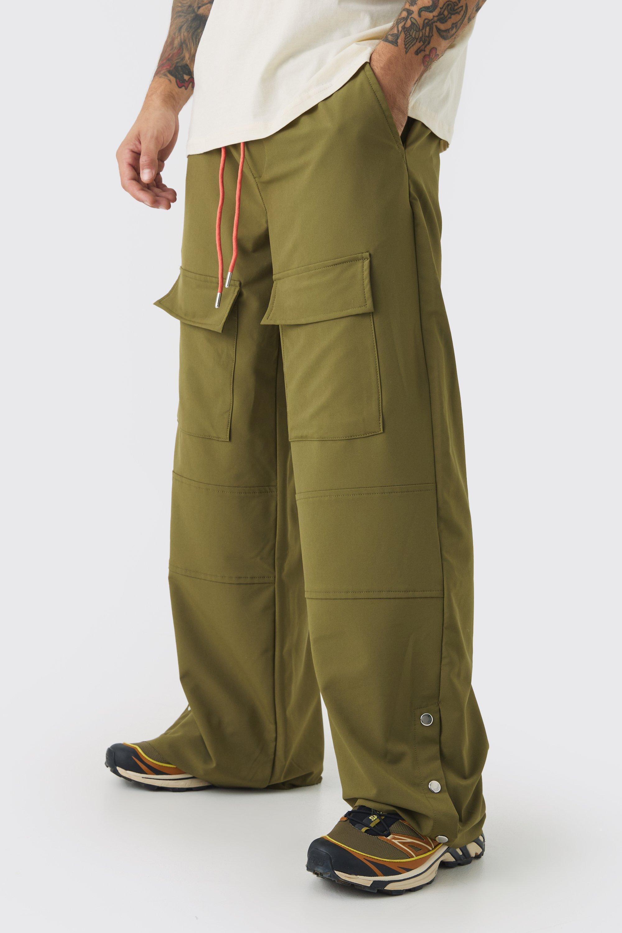 Elasticated Wide Leg Nylon Popper Hem Pants | boohooMAN USA Product Image