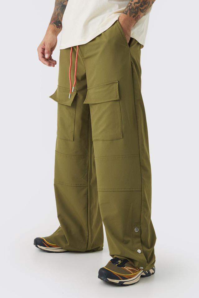 Elasticated Wide Leg Nylon Popper Hem Pants | boohooMAN USA Product Image