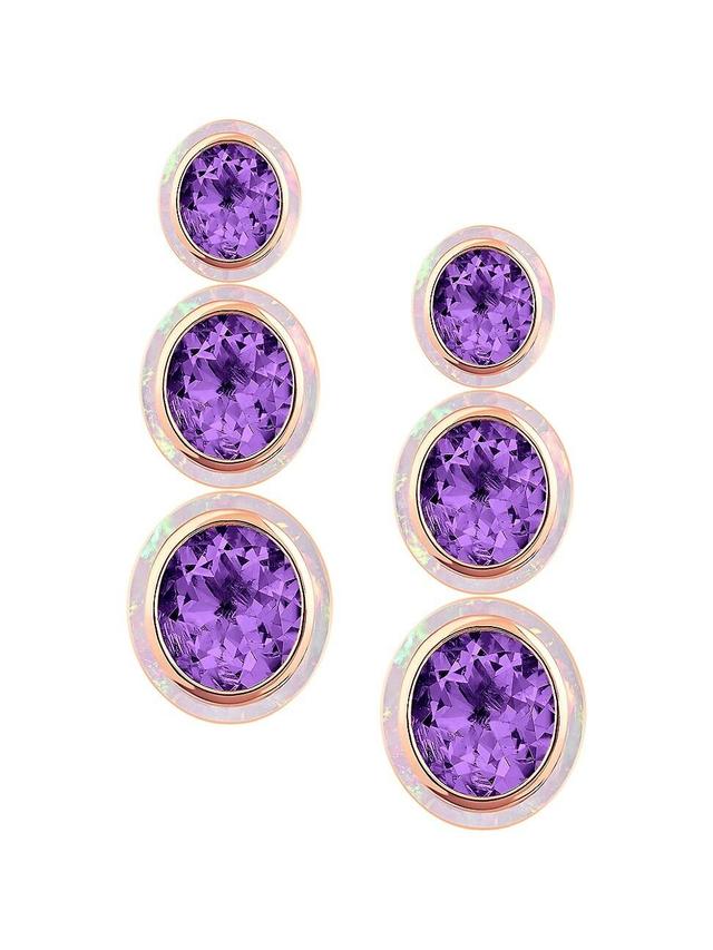 Womens Mlange 18K Rose Gold, Amethyst & Pink Opal Triple Drop Earrings Product Image