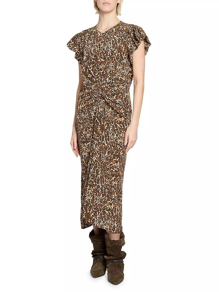 Terena Leopard Silk-Blend Midi-Dress Product Image