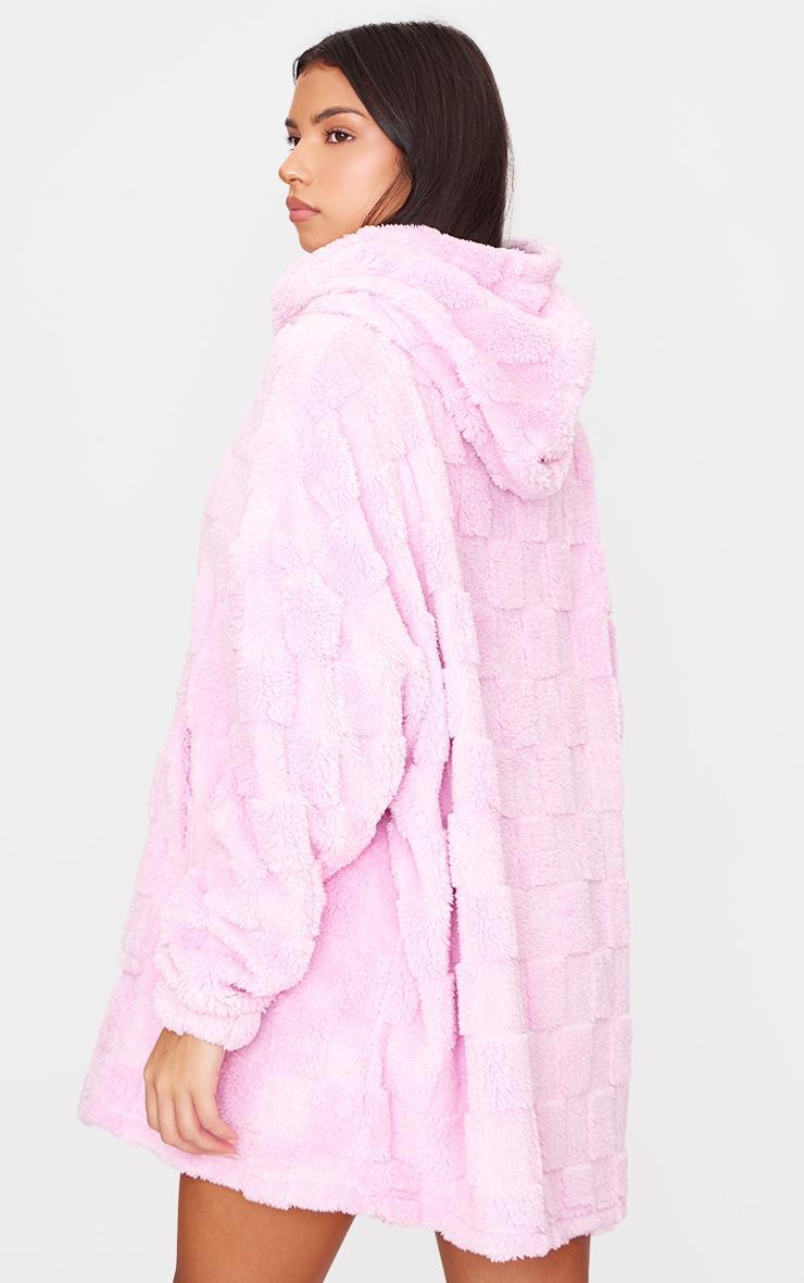 Pink Checkerboard Fleece Hooded Blanket Product Image