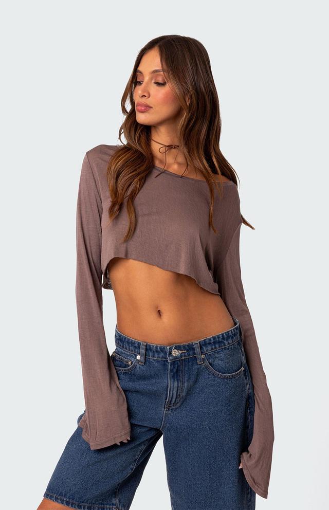 Edikted Women's Sheer Raw Hem Crop Top Product Image