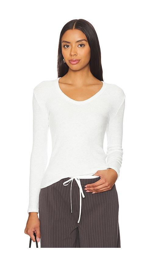 Sweater Rib Long Sleeve U Neck Top Product Image