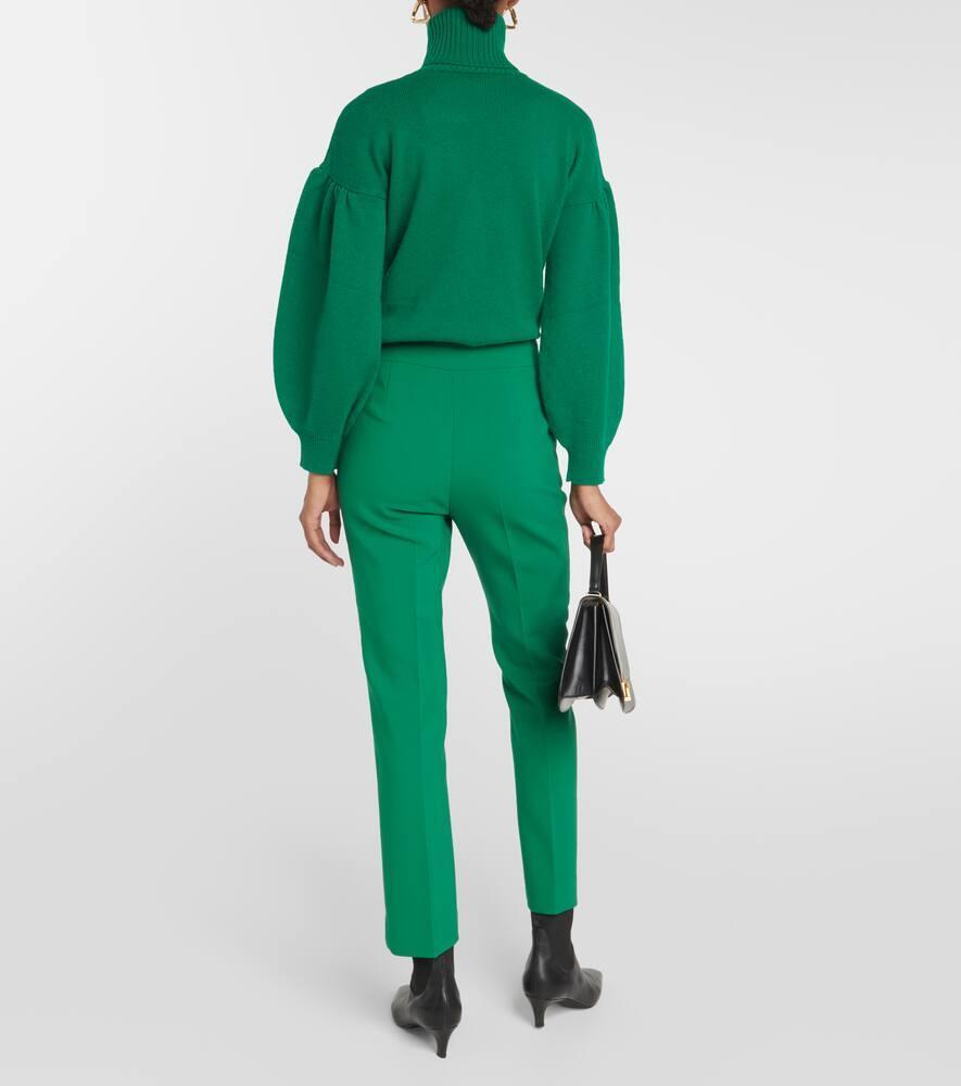 MAX MARA Fuoco Cropped Wool-blend Pants In Green Product Image