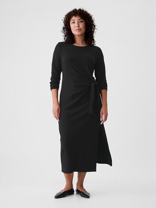 Modern Rib Tie-Knot Midi Dress Product Image