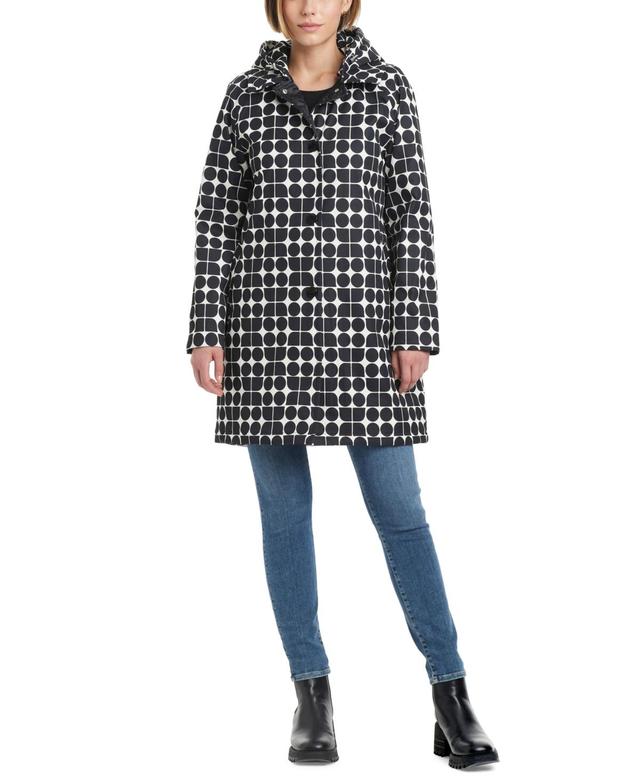 Kate Spade New York Womens Hooded Printed A-Line Raincoat Product Image