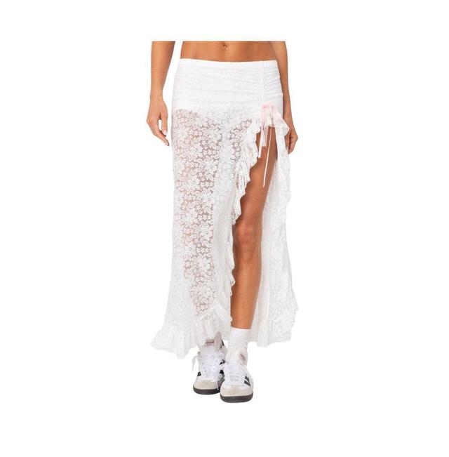 Edikted Womens Ruffled Sheer Lace Maxi Skort Product Image