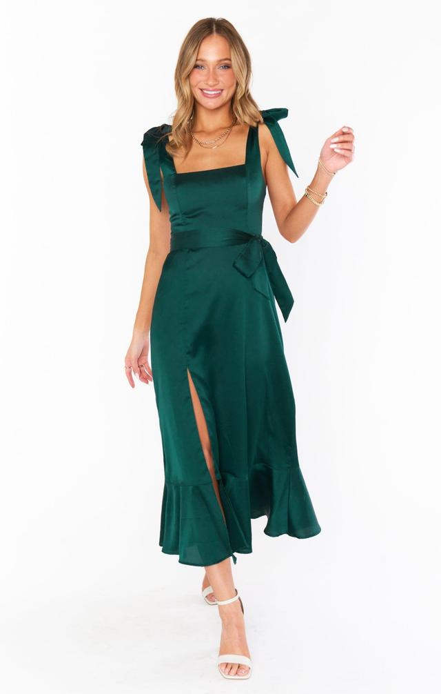 Claire Midi Dress ~ Deep Emerald Luxe Satin Product Image