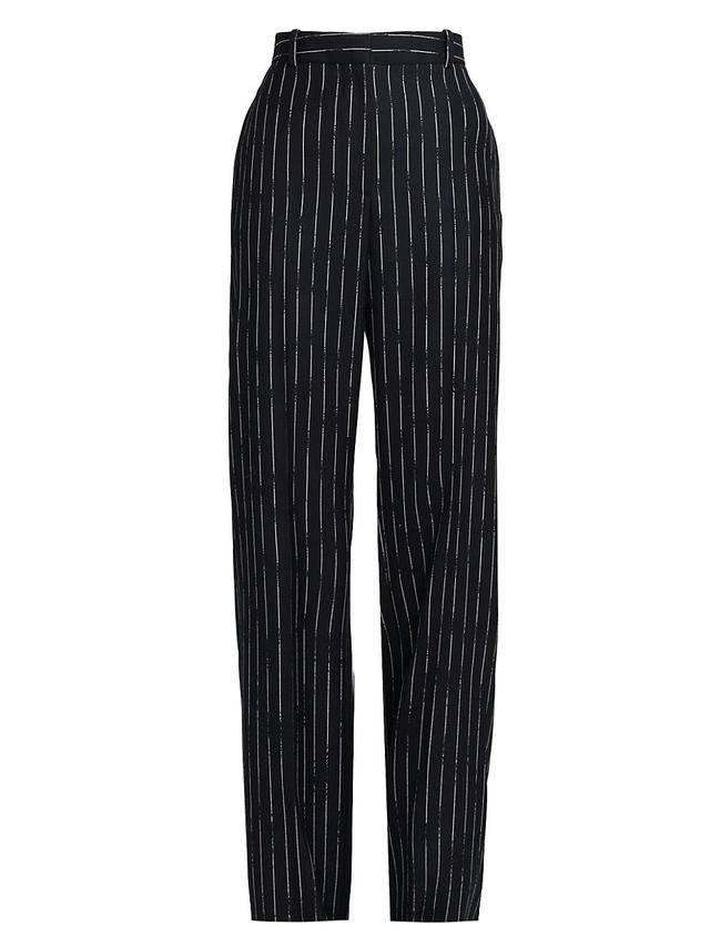 Alexander McQueen High Waist Wide Leg Wool Pants Product Image