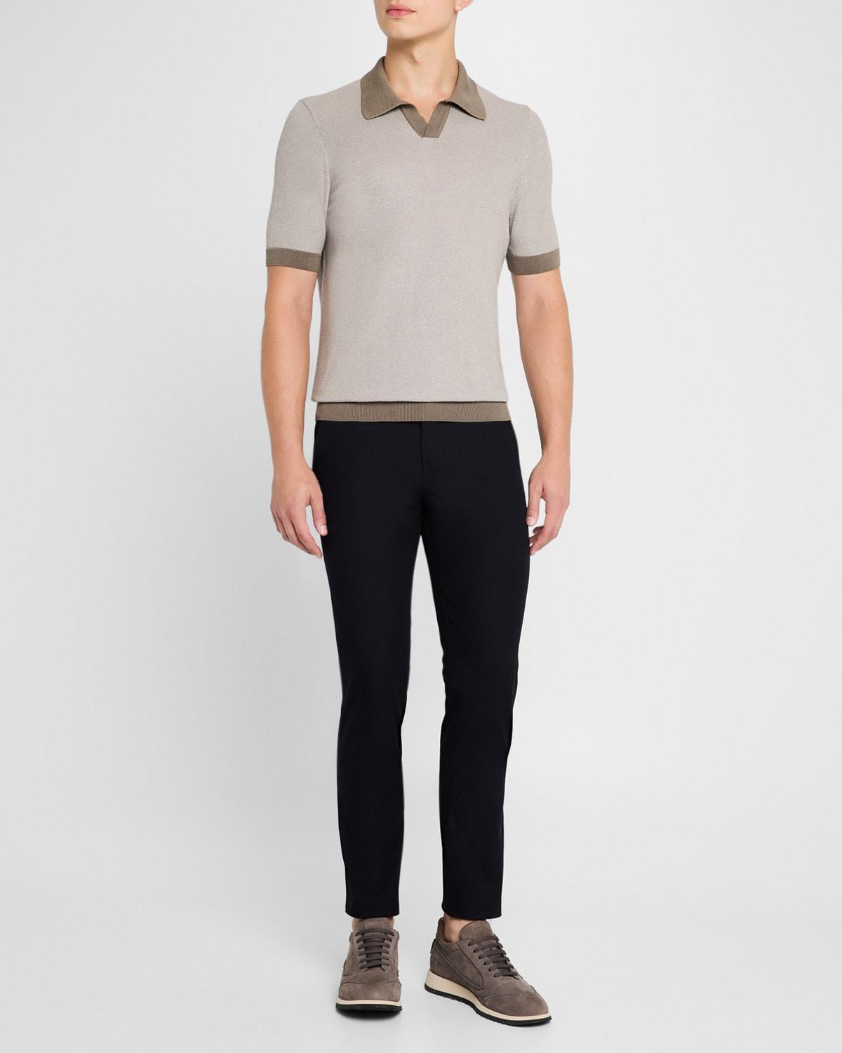 Mens Slim-Fit Trousers In A Cotton Blend With Stretch Product Image