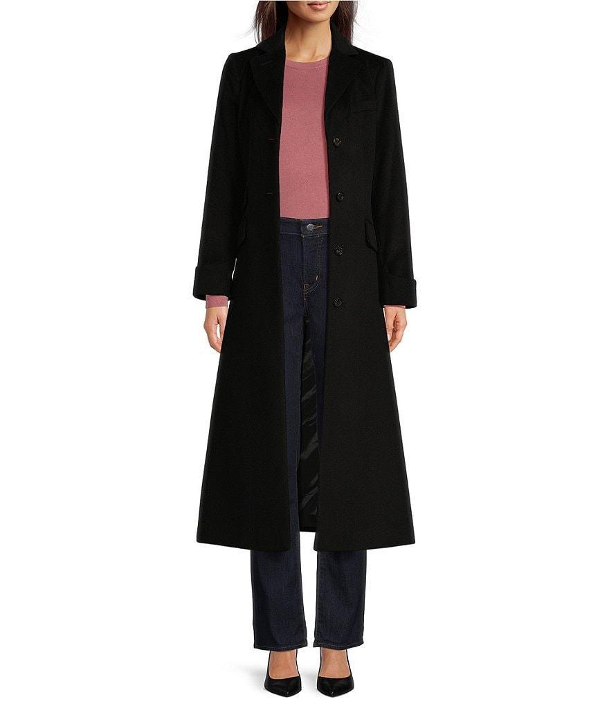 Lauren Ralph Lauren Single Breasted Wool Blend Notch Collar Maxi Coat Product Image