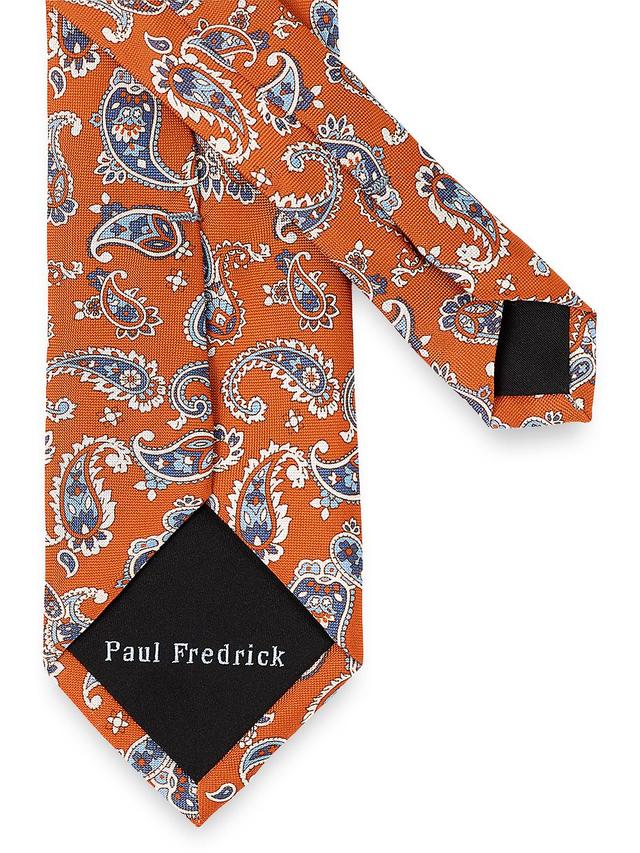 Paisley Woven Silk Tie - Orange/blue Product Image