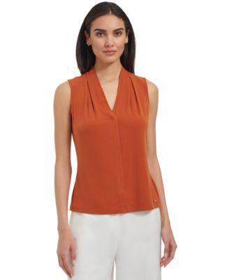 Calvin Klein Womens Sleeveless V-Neck Top Product Image