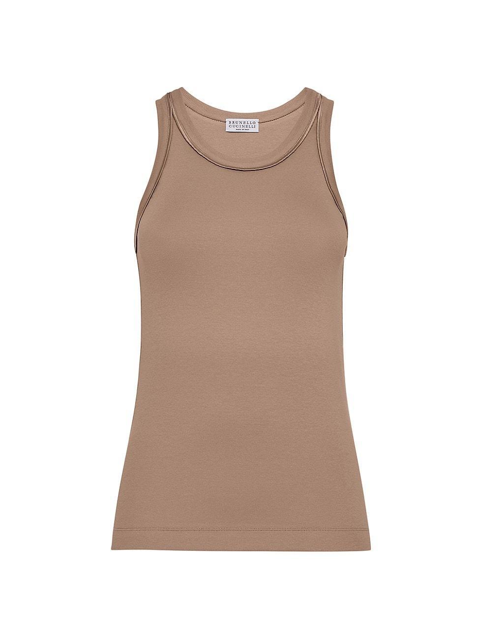 Womens Stretch Cotton Ribbed Jersey Top with Satin Trims product image