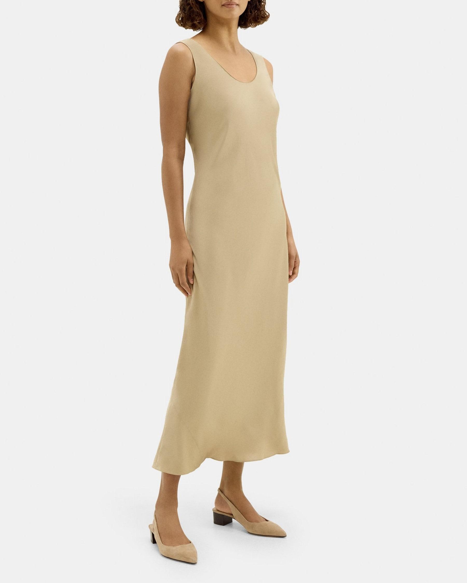 Cowl Back Dress in Crushed Satin Product Image