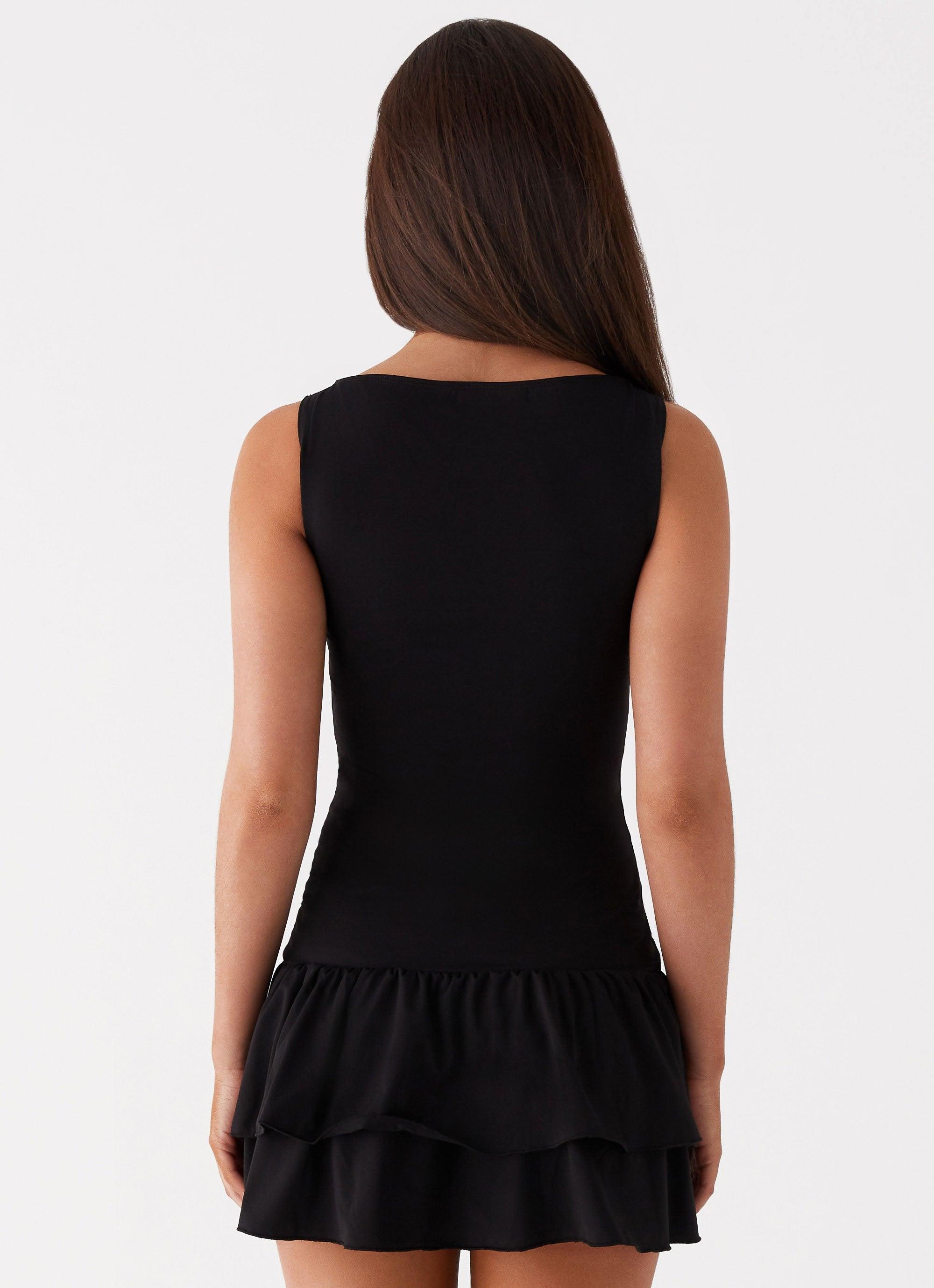 Rhiannon Frill Mini Dress - Black Product Image