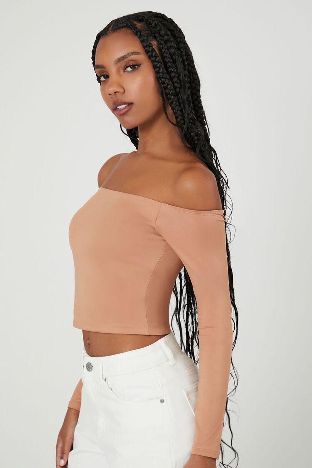 Contour Sculpt Off-the-Shoulder Crop Top | Forever 21 Product Image