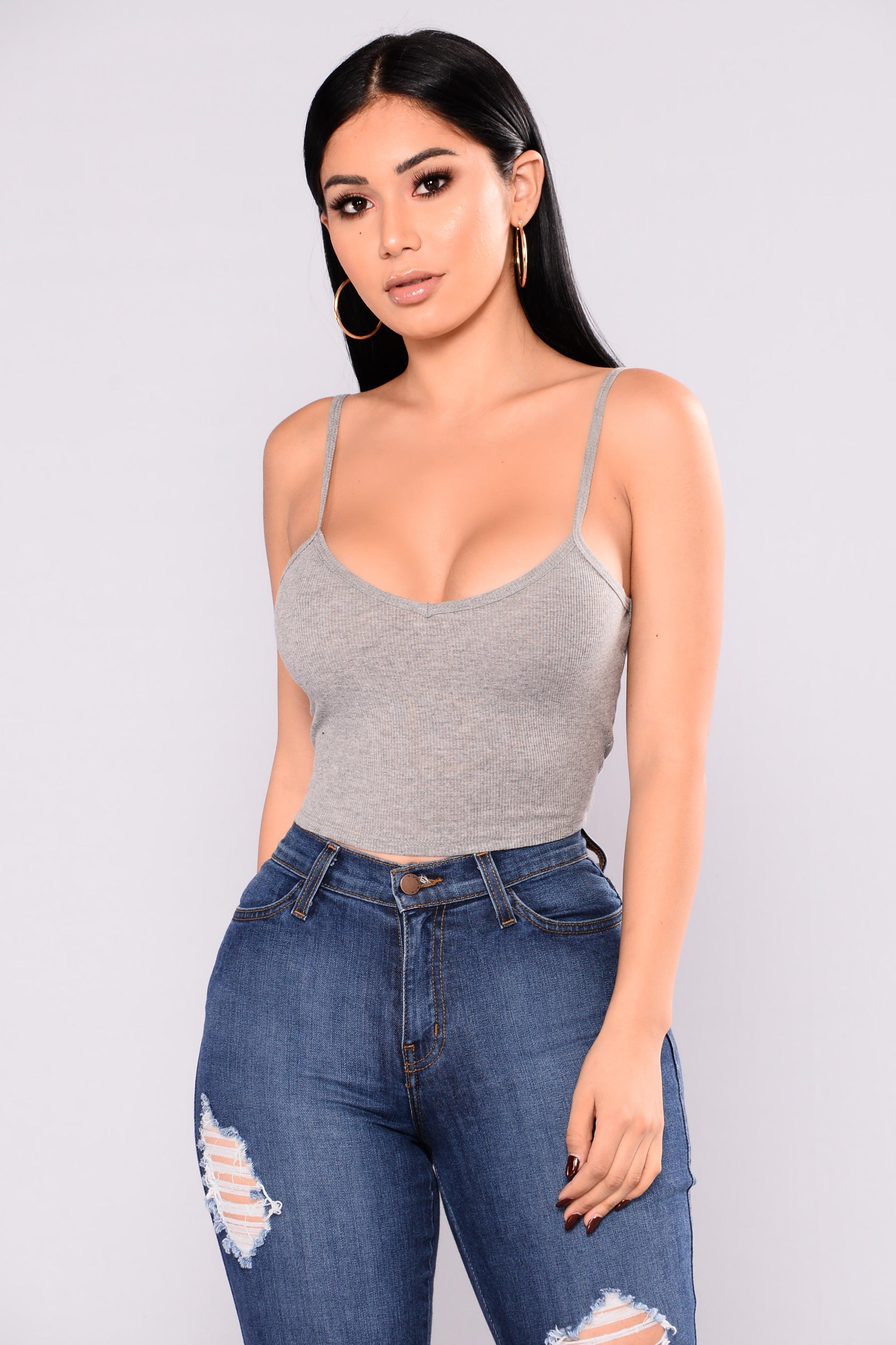 Alice Crop Tank - Dark Heather Grey Product Image