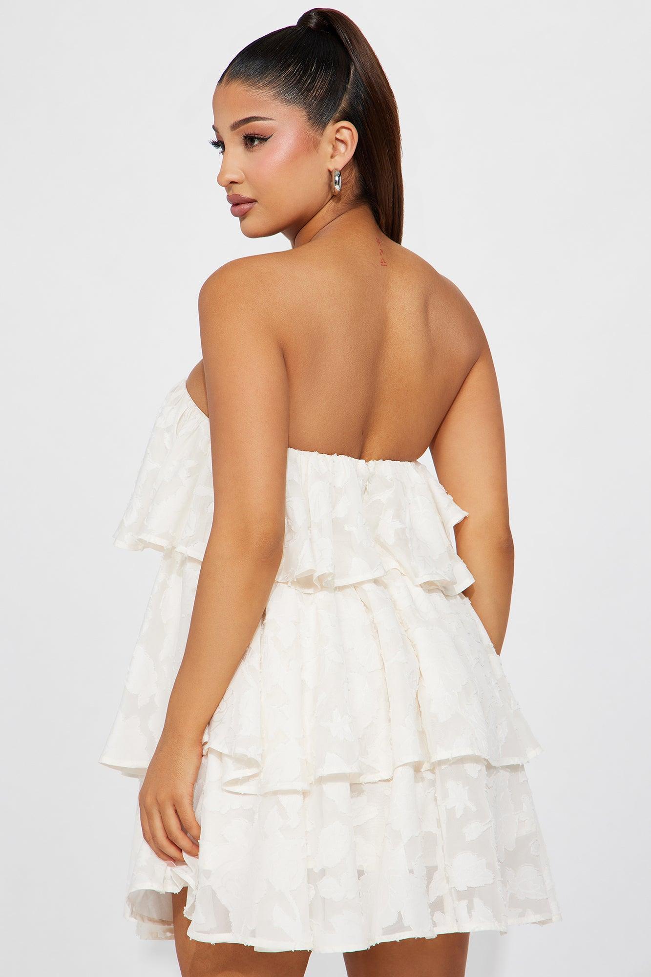 Amara Chiffon Mini Dress - Cream Product Image