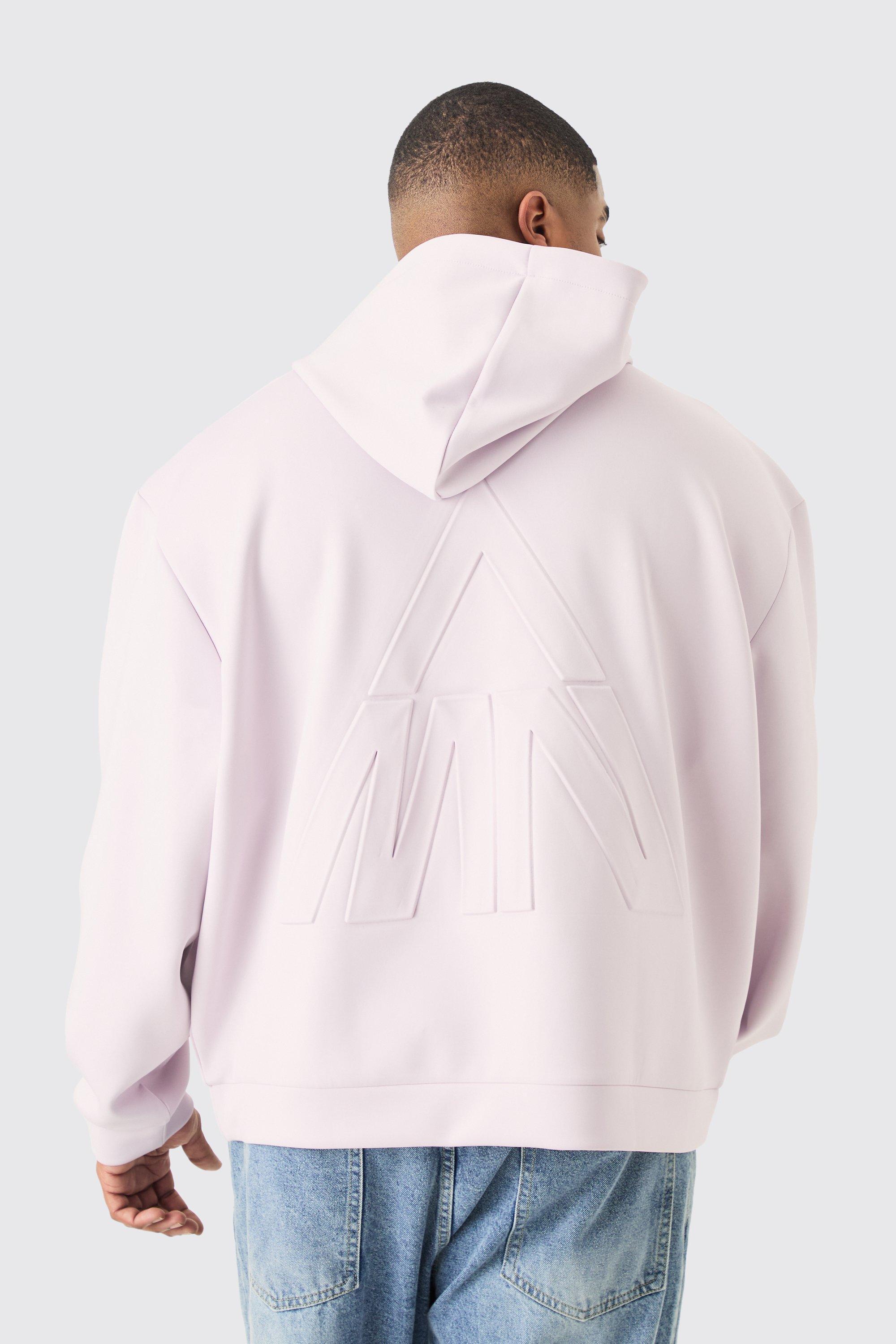 Plus Oversized Boxy Scuba Embossed Hoodie | boohooMAN USA Product Image