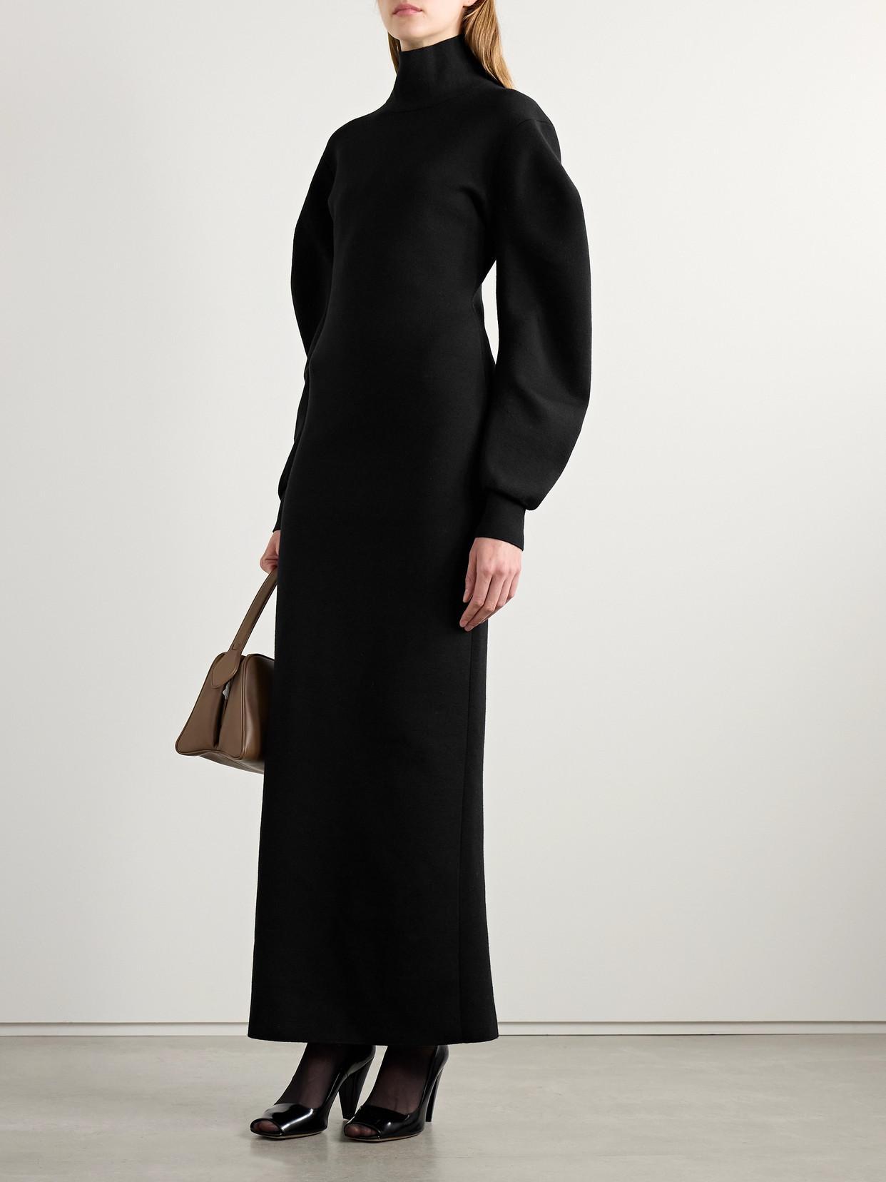 KHAITE Storm Wool-blend Turtleneck Midi Dress In Black Product Image