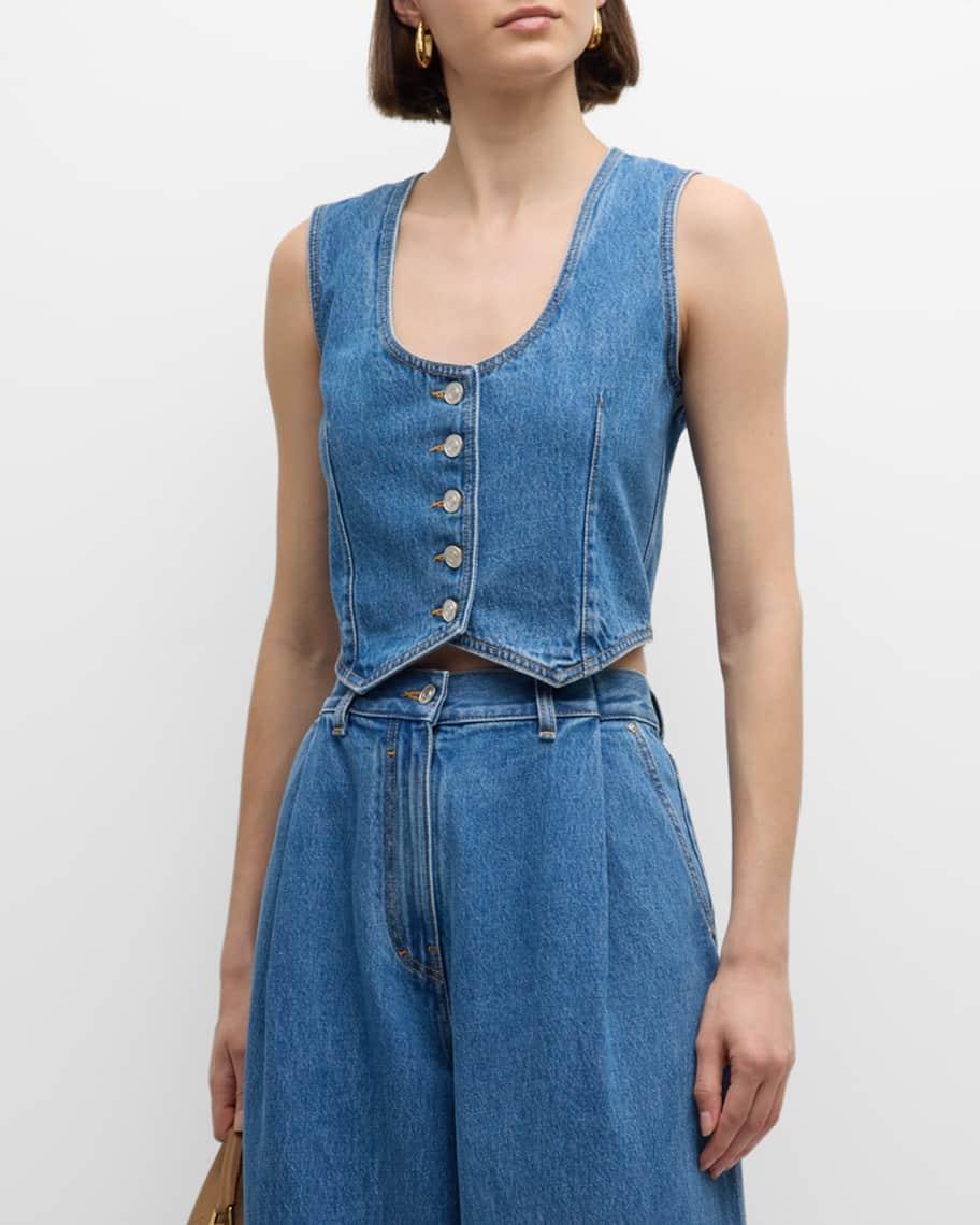 High-Rise Pleated Baggy Wide-Leg Denim Pants Product Image