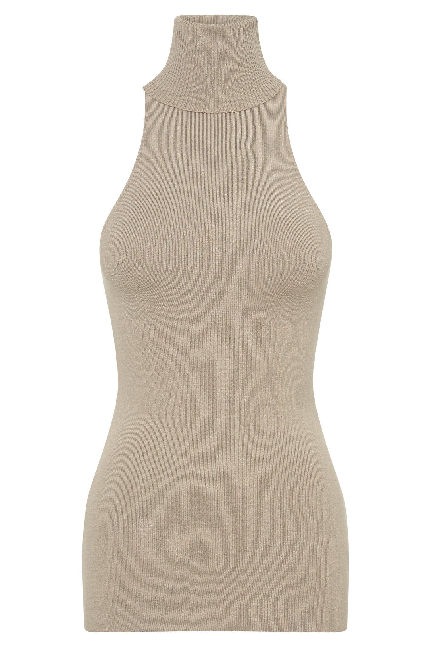 Kelsea Sleeveless Turtleneck Top - Taupe Product Image