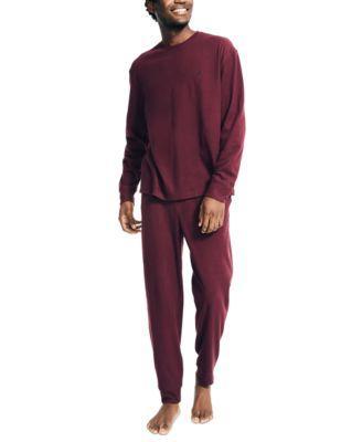 Men's 2-Pc. Relaxed-Fit Waffle-Knit T-Shirt & Pajama Pants Set Product Image