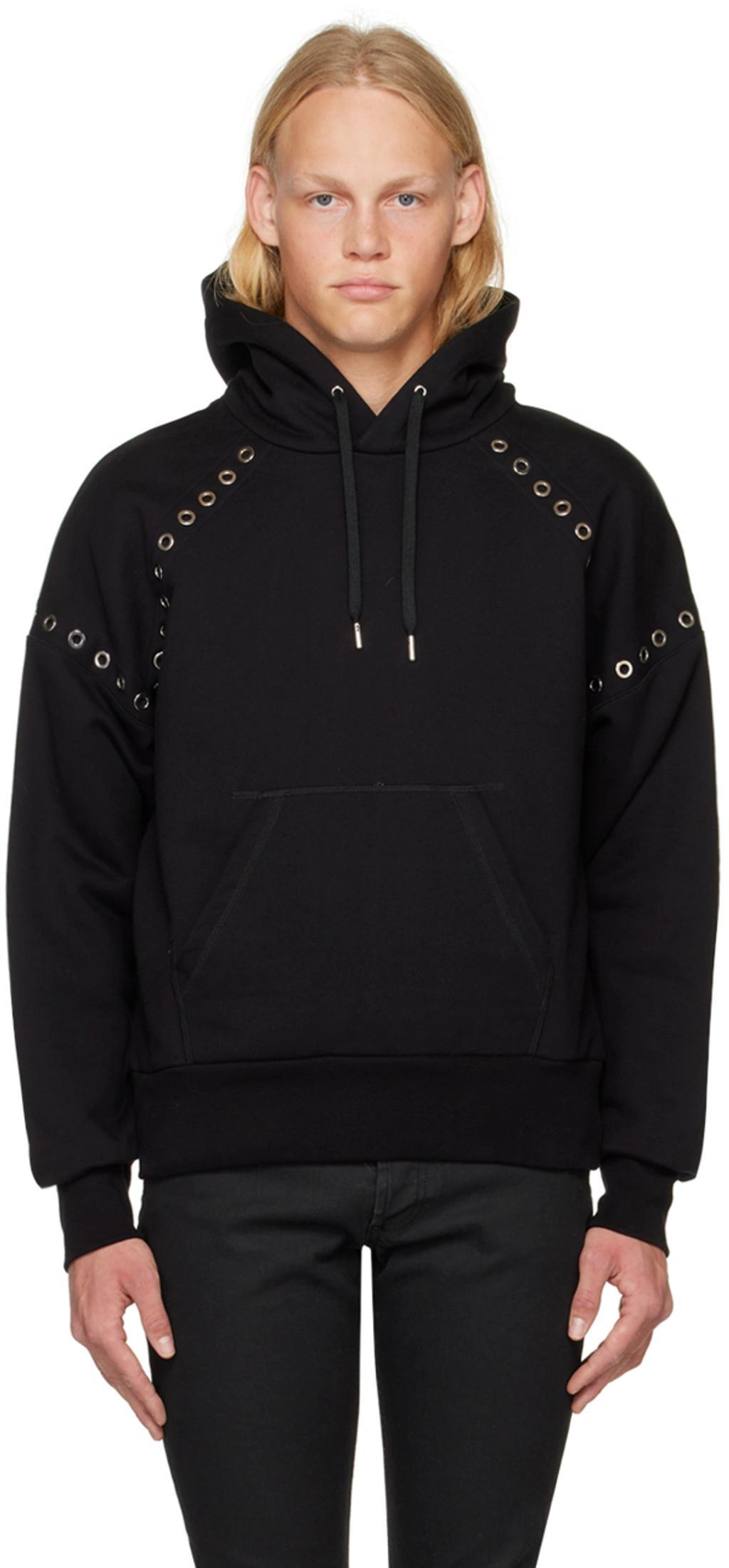 Eyelets Hooded Sweatshirt In Black Product Image