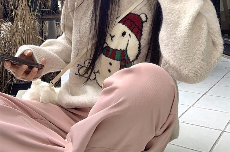 Crew Neck Rabbit Print Sweater Product Image