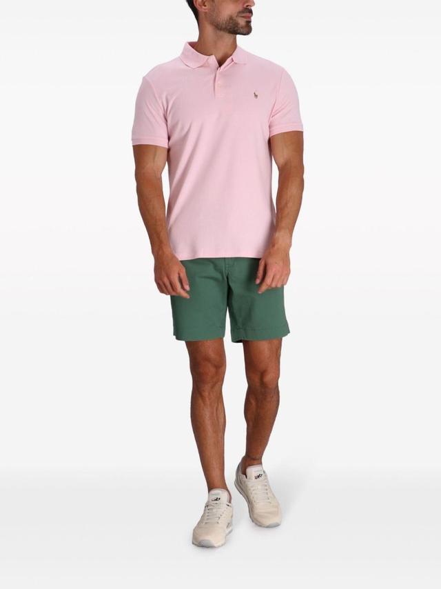 Logo-embroidered Cotton Polo Shirt In Pink Product Image