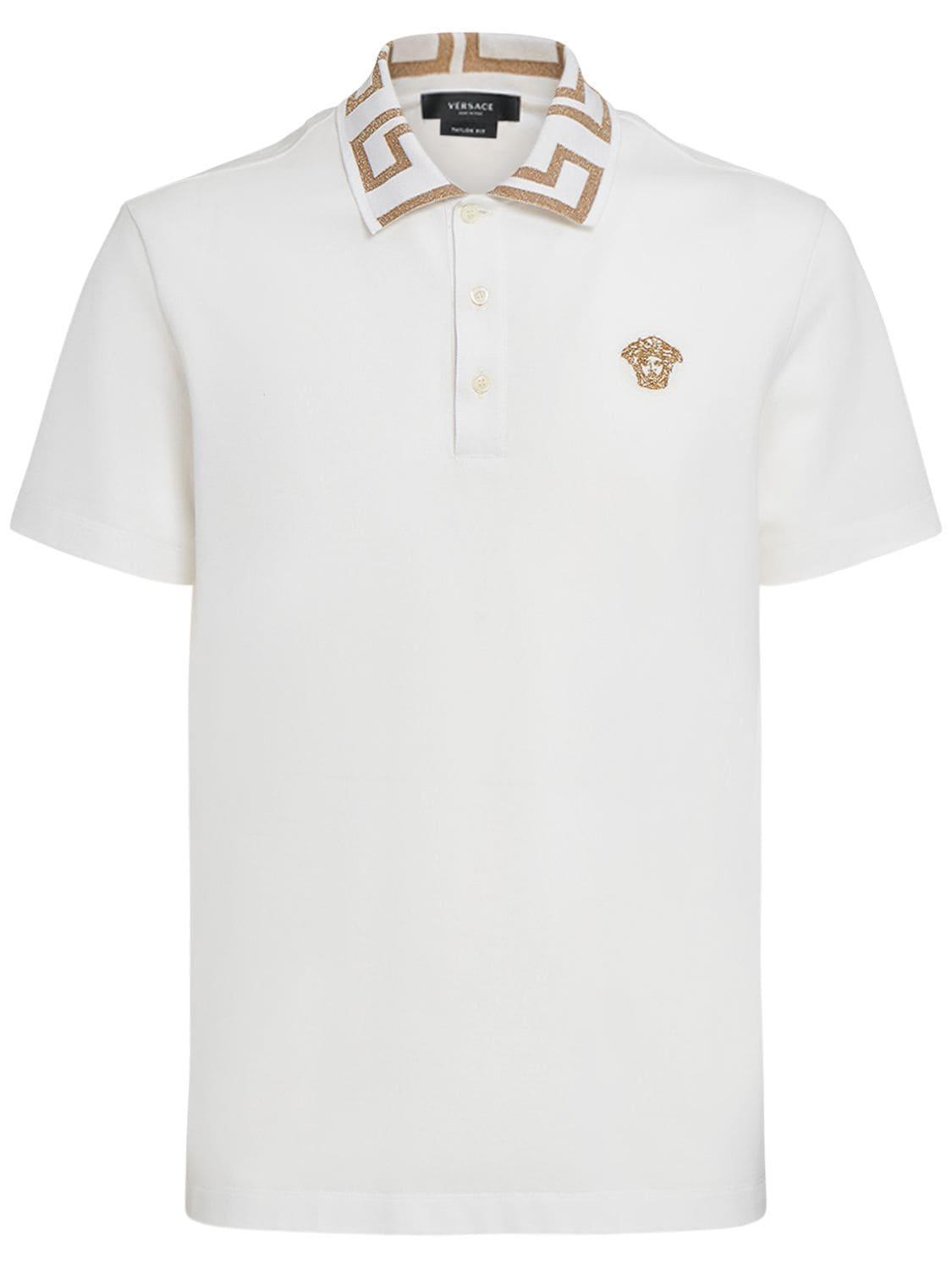 White Greca Organic Cotton Polo Shirt Product Image