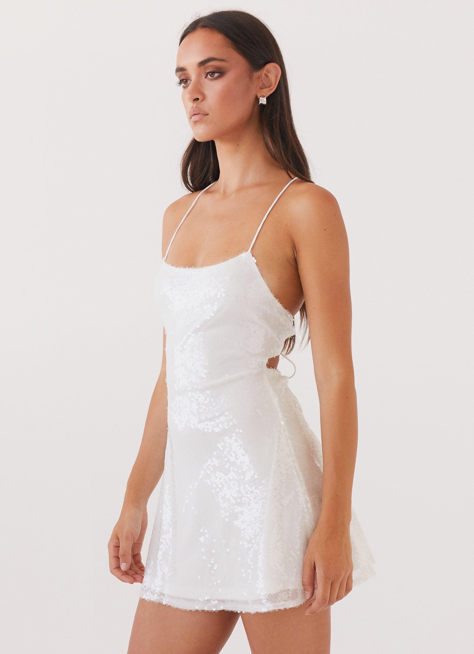 Endless Glow Sequin Mini Dress - White Product Image