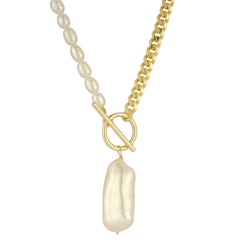 Sunkissed Sterling Freshwater Cultured Pearl Toggle Necklace, Womens, Gold Tone Product Image