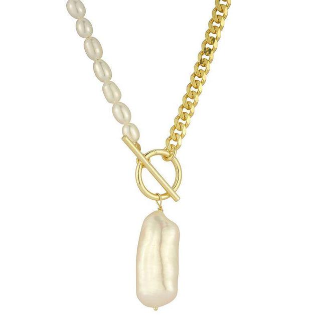 Sunkissed Sterling Freshwater Cultured Pearl Toggle Necklace, Womens, Gold Product Image