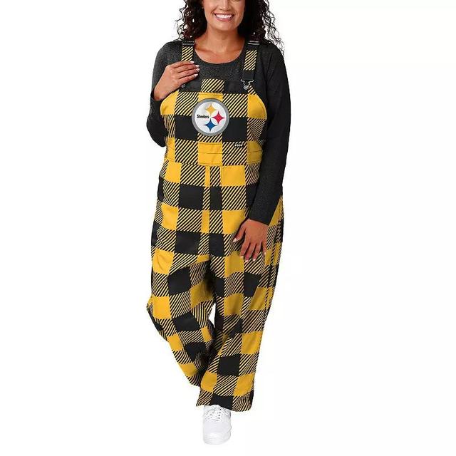 Womens FOCO Pittsburgh Steelers Big Logo Plaid Overalls Product Image