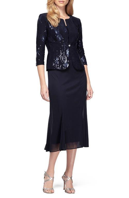 Alex Evenings Sequin Midi Dress with Jacket Product Image