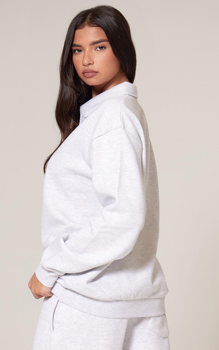 Ash Grey Premium Collared Oversized Sweatshirt Product Image