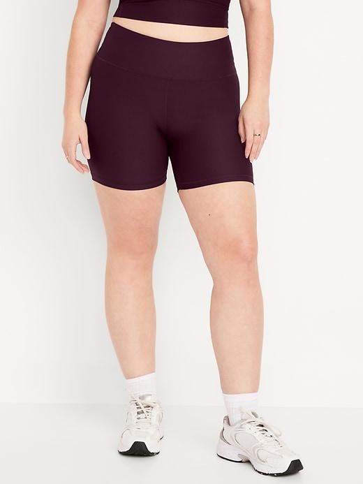 High-Waisted PowerSoft Rib Biker Shorts -- 6-inch inseam Product Image