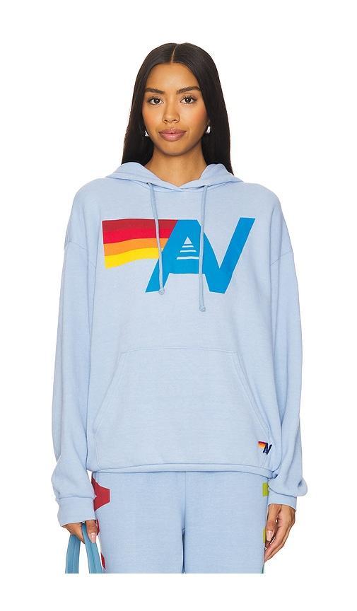 Aviator Nation Logo Stitch Pullover Hoodie in Baby Blue. Size L, M, S, XS. product image