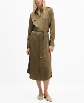 Mango Womens Satin Shirt Dress Product Image