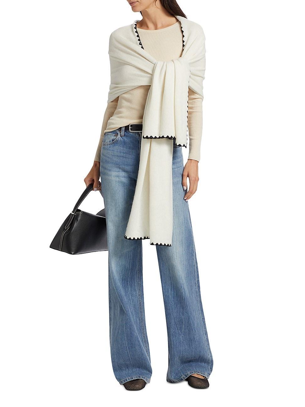 Womens Whipstitch-Trimmed Cashmere Scarf Product Image