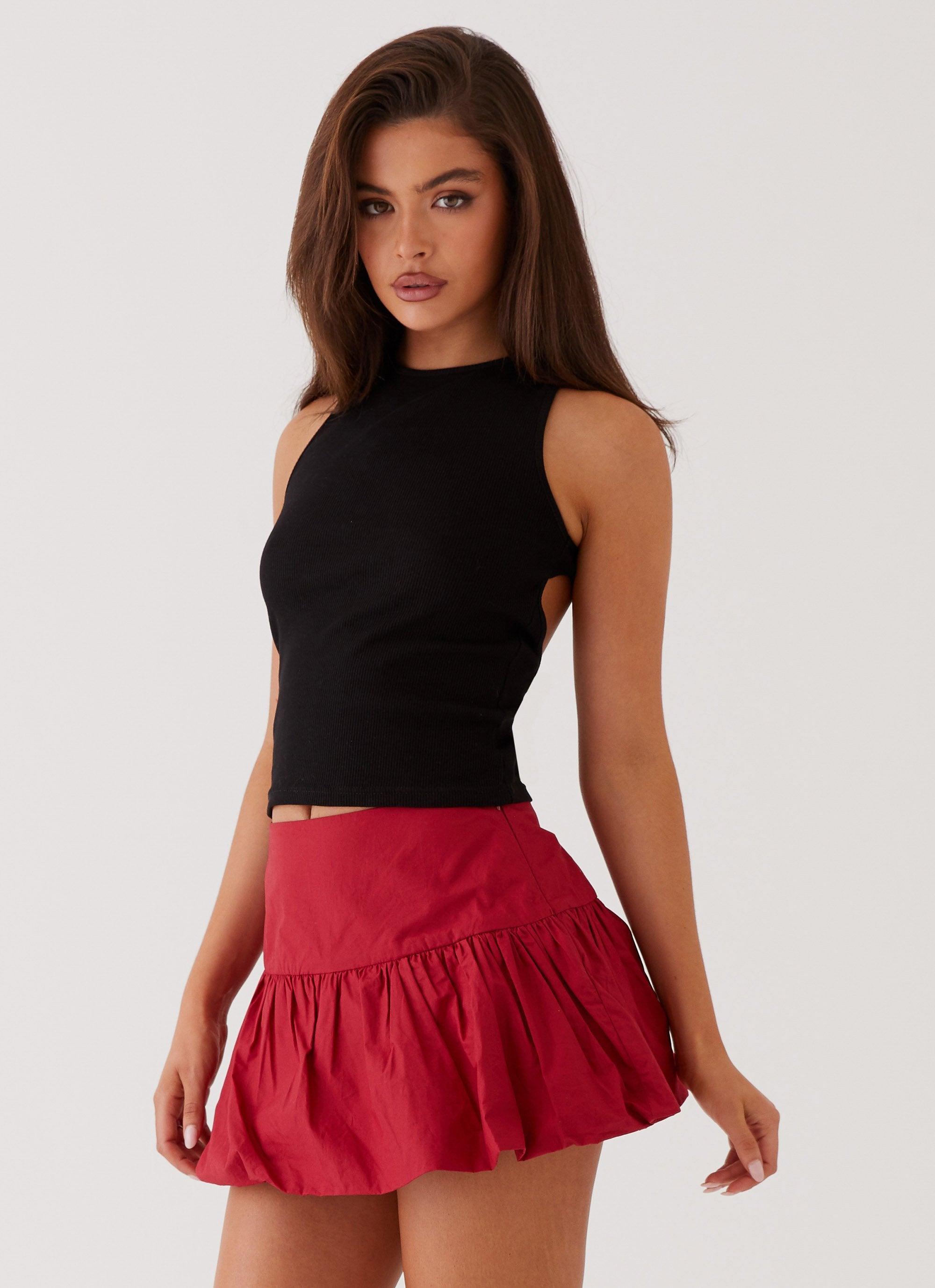 Hotel California Low Rise Mini Skirt - Red Product Image