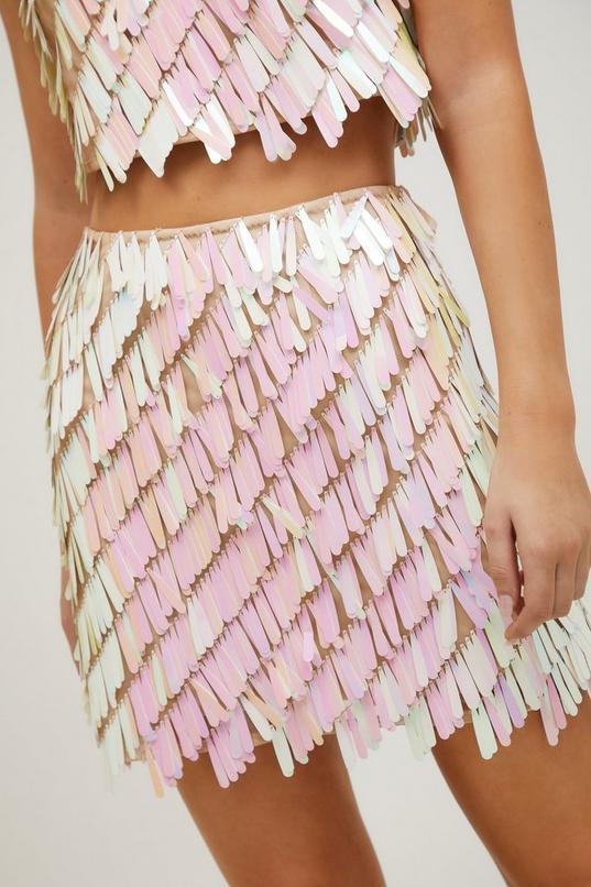 Iridescent Tile Sequin Mini Skirt Product Image