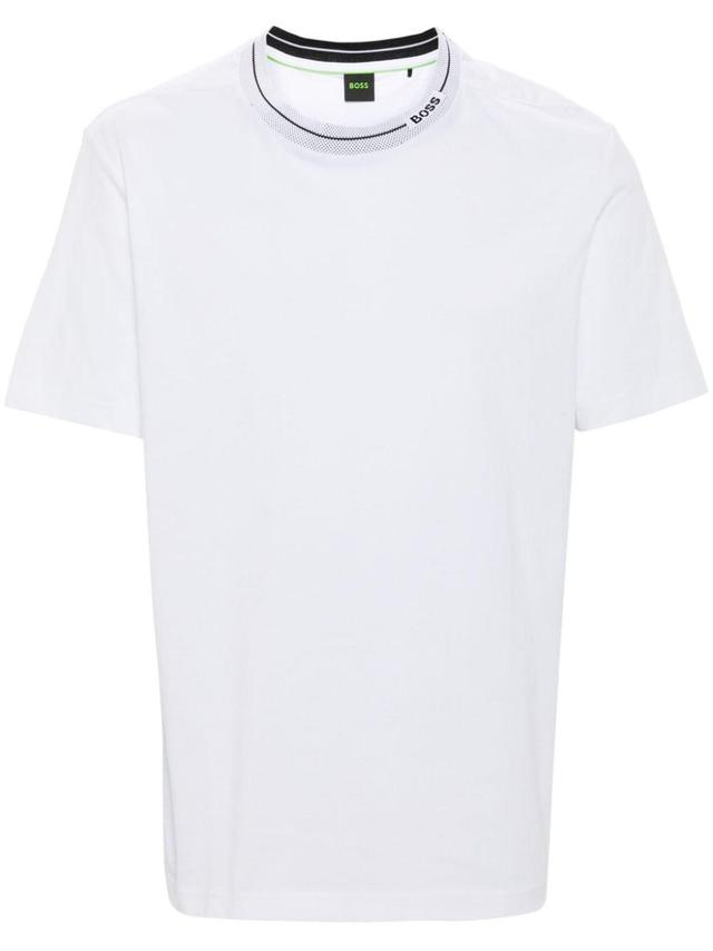 Logo- Jacquard Cotton T-shirt In White Product Image