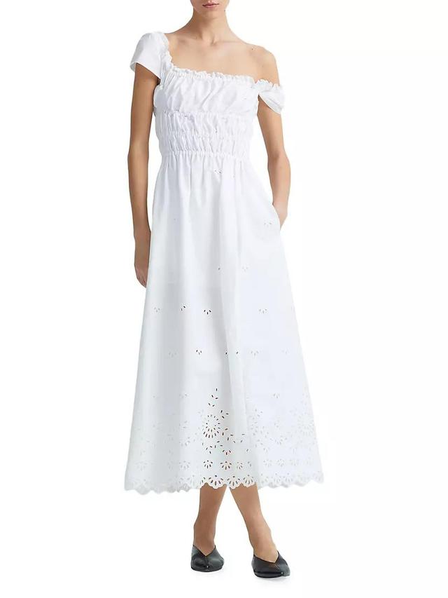 Lily Cotton Eyelet Shirred Midi-Dress Product Image