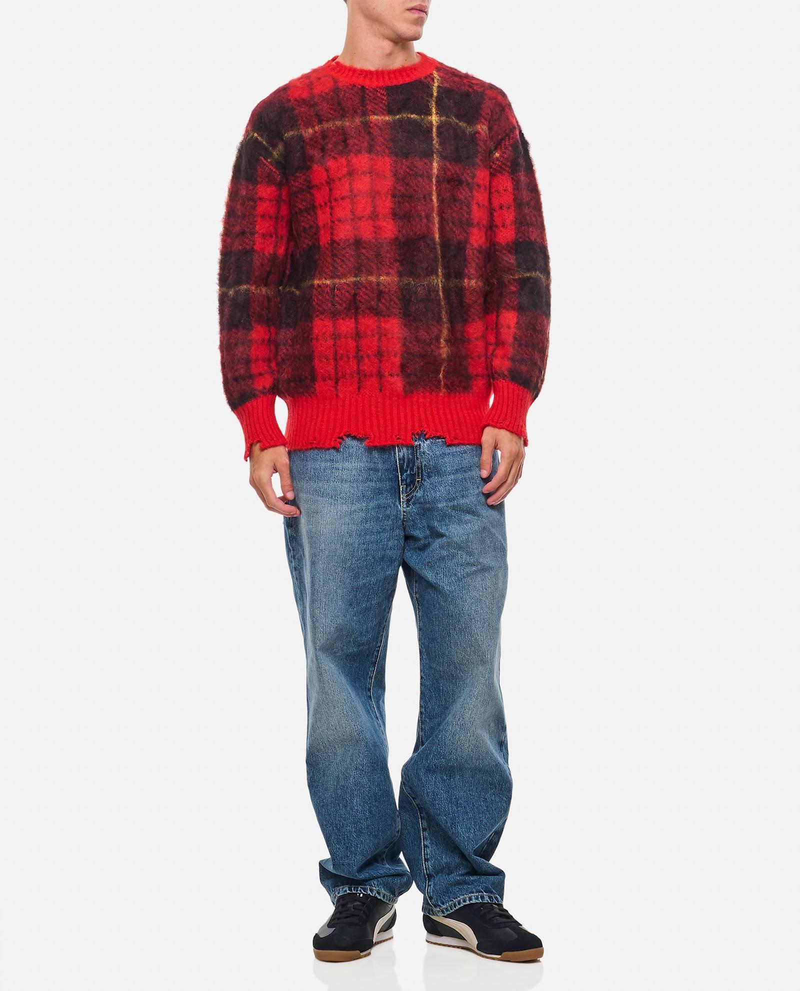 Check Pattern Distressed Jumper In Red Product Image